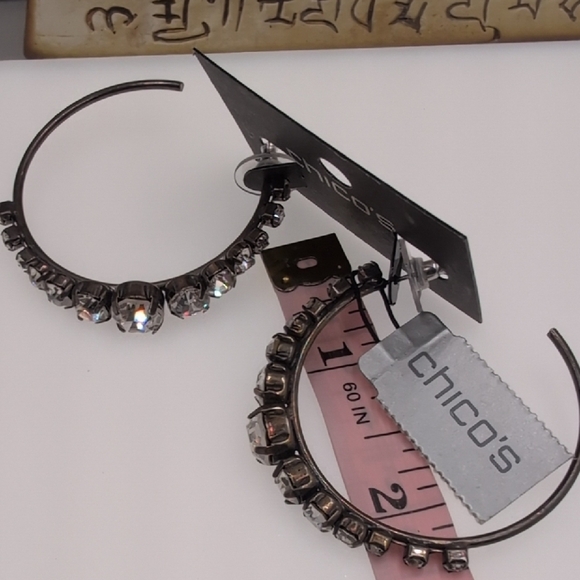 Chico's Black and Silver Crystal Earrings - Picture 4 of 5